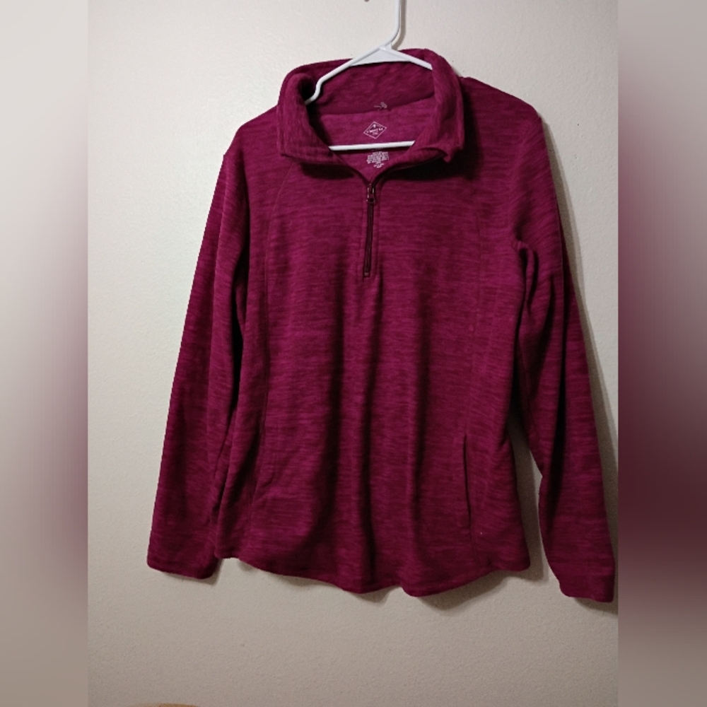 St. John's Bay Women's Burgundy Quarter-Zip Hoodie